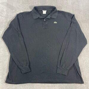 Lacoste Men's Size 9 Black Long Sleeve Polo Shirt Embroidered Crocodile